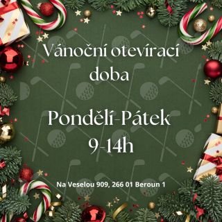 Vánoční otevírací doba našeho golfového obchodu 🎄⛳️ Pondělí–Pátek od 9 do 14 h. Najdete nás na adrese Na Veselou 909,...